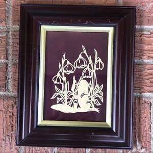 Framed Easter Bunny Scherenschnitte Silhouette Paper Cutout